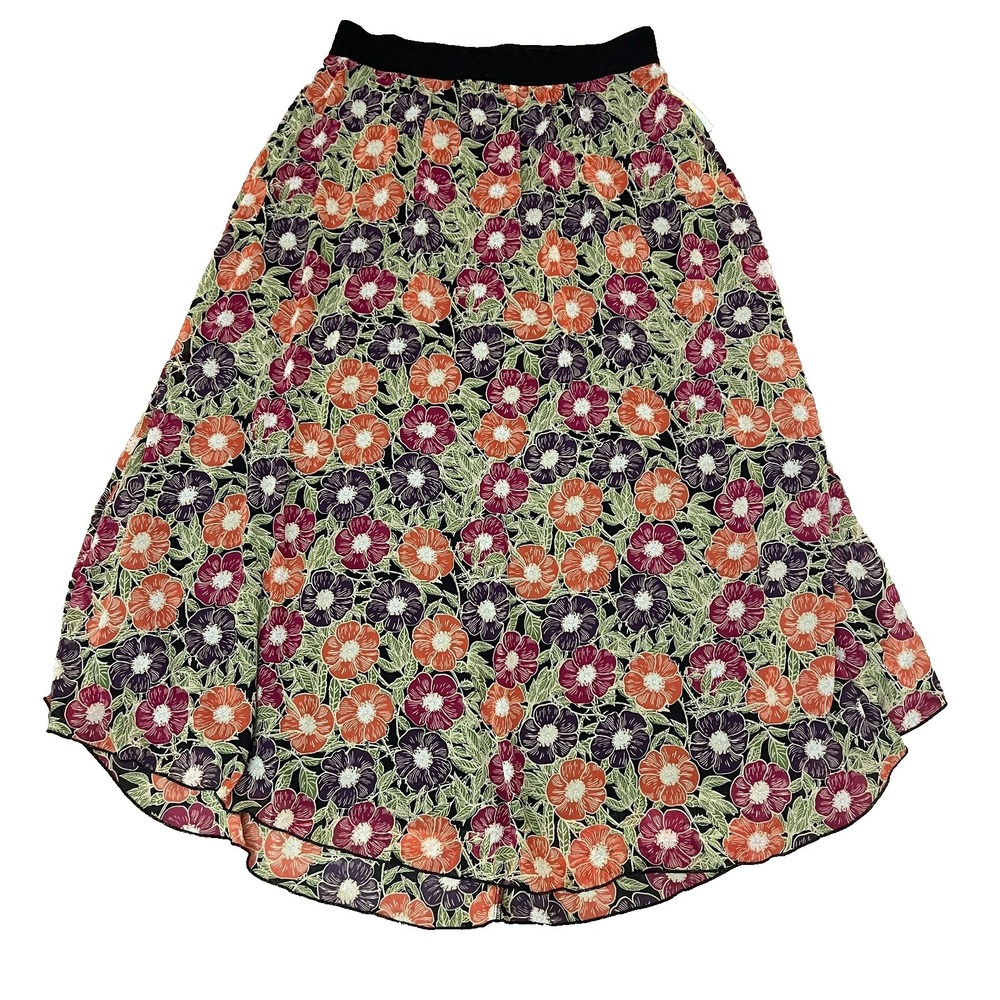 NWT LuLaRoe Lucy Maxi Skirt Floral A Line Elastic Waist Casual Resort Festival
